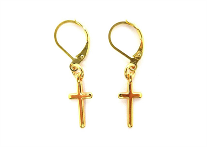 Gold Plated Fashion Cross Earring